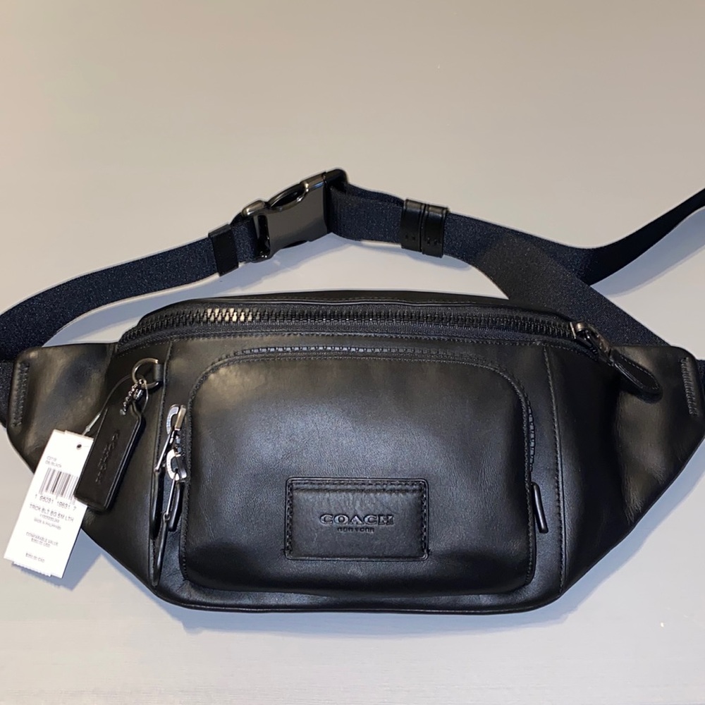 NEW Coach Men/Unisex Track LARGE Belt Bag/crossbody over shoulder bag/leather.